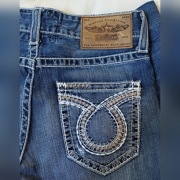 BIG STAR PIONEER MEN'S DISTRESSED & DESTROYED RELAXED BOOTCUT JEANS SIZE 31R X34 - Picture 8 of 13